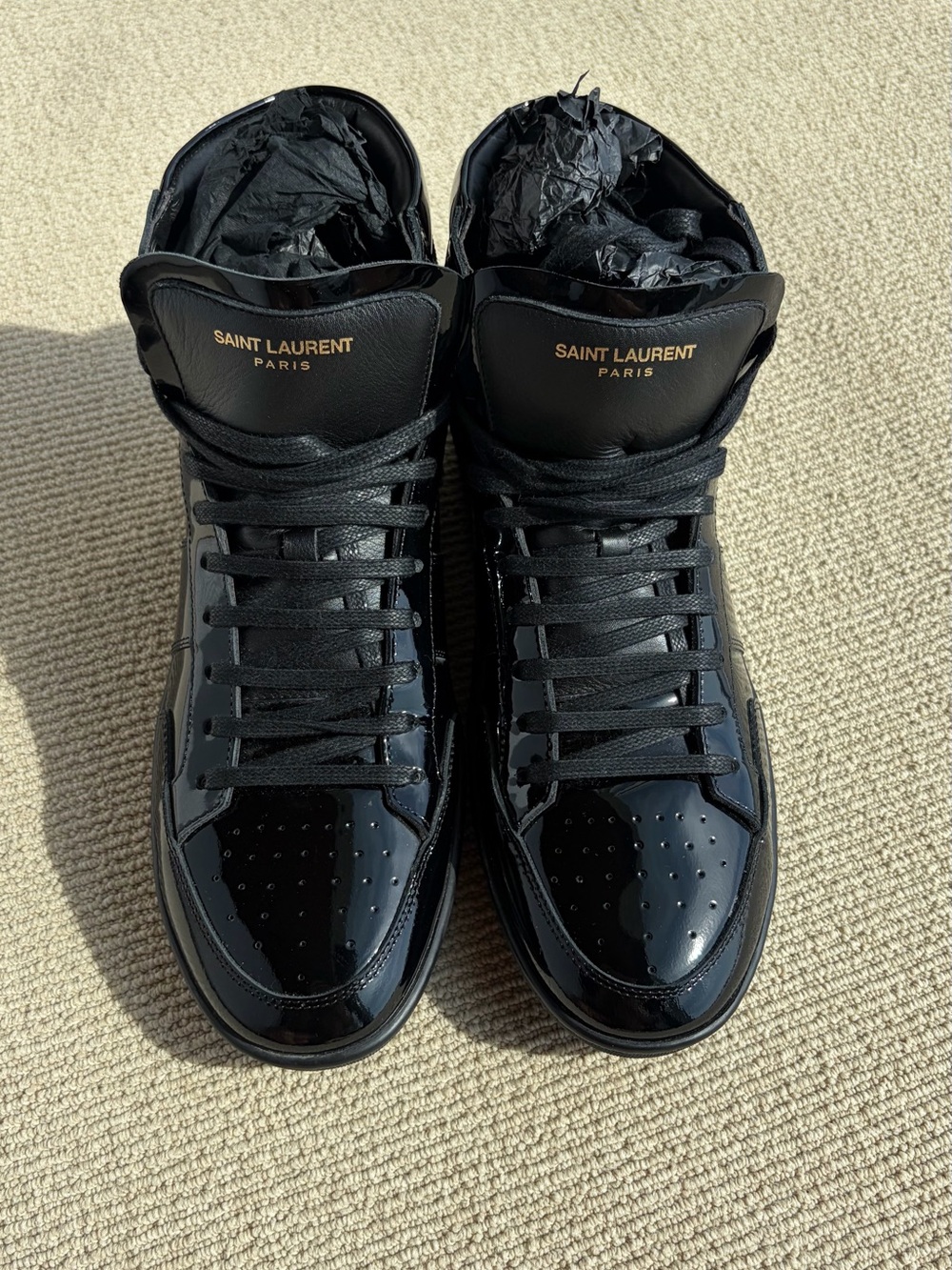 Saint Laurent SL/10H Black Patent Leather High-Top Sneakers (EU 42) - Picture 4 of 10